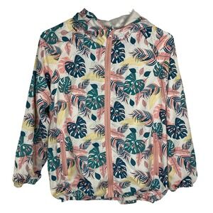 Welaken Kids Hooded Windbreaker Tropical Leaf Print Jacket Youth 160